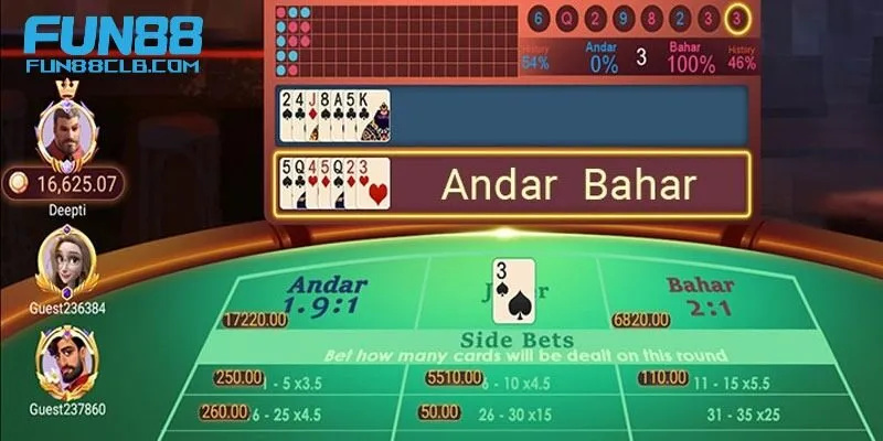 Luật chơi Andar Bahar là tập trung vào lá bài đã được chia